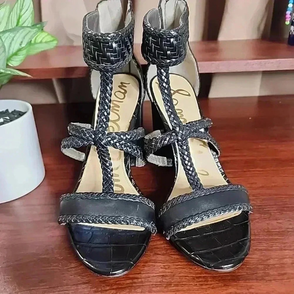 Sam Edelman Women's Yordana Sandal Size 9 Block Heel Ankle Strap Black Leather - Picture 7 of 7